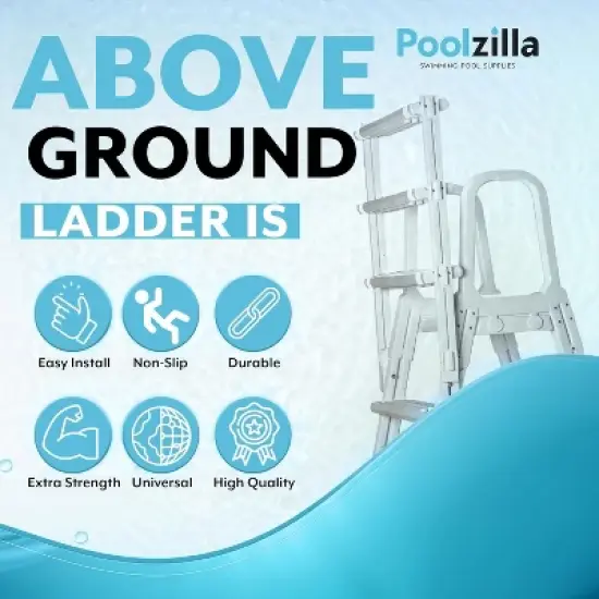 Poolzilla Above Ground A-Frame Flip Up Pool Ladder w/Non Skid Platform - for 48&rsquo;&rsquo; to 54&rsquo;&rsquo; in. Above Ground Pools image {6}