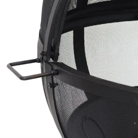 Sunnydaze Outdoor Portable Camping or Backyard Flaming Sphere Ball Fire Pit with Built-In Spark Screen - 30" - Black image {2}