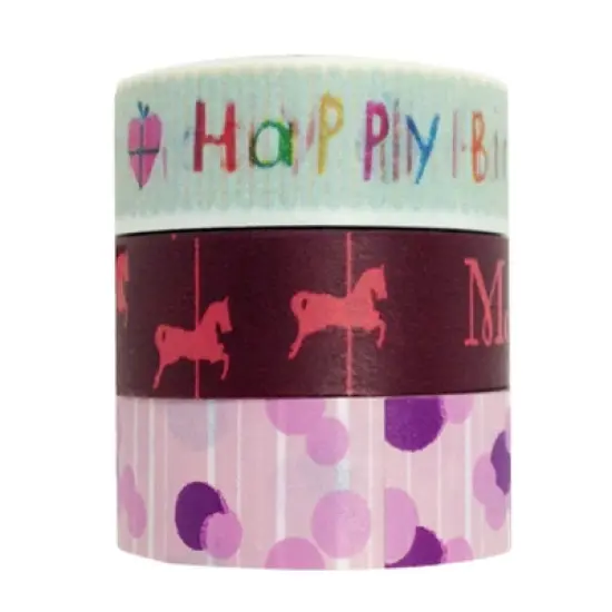 Wrapables Birthday Bash Washi Masking Tape (Set of 3) image {1}
