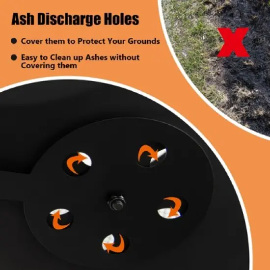 Tangkula Portable Fire Pit w/ Wheels 28" Wood Burning Fire Pit w/ Log Grate Poker Rolling Patio Fireplace Bonfire Firepit for Outdoor Entertaining image {6}