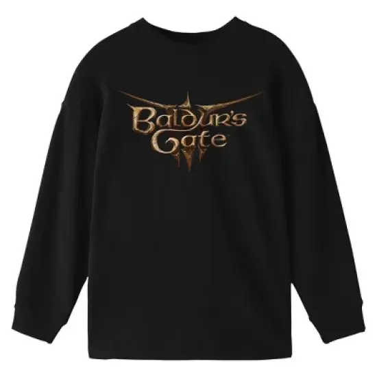 Dungeons & Dragons Baldur's Gate Logo Youth Black Long Sleeve Crew Neck Tee image {2}