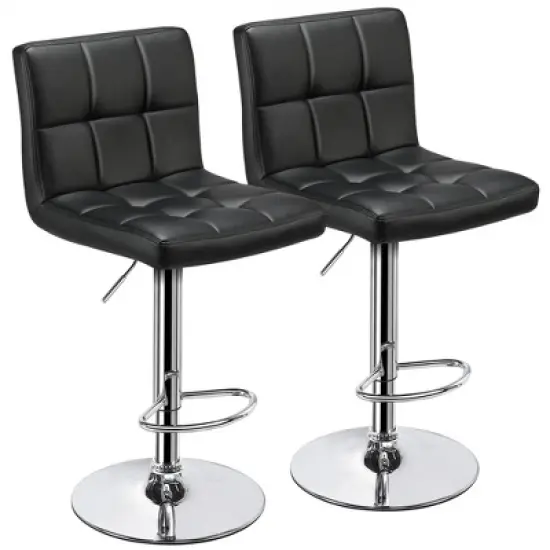 Yaheetech 2pcs Adjustable PU Leather Swivel Stool Armless Chairs with Bigger Base image {8}