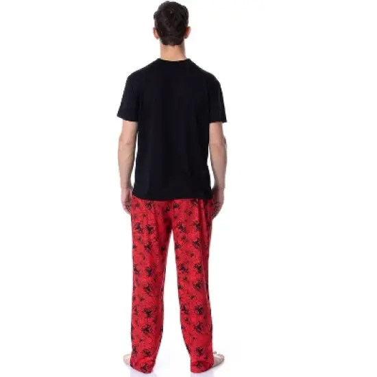 Marvel Comics Mens' Spider-Man Logo Icon Tossed Print Sleep Pajama Set Multicolored image {4}