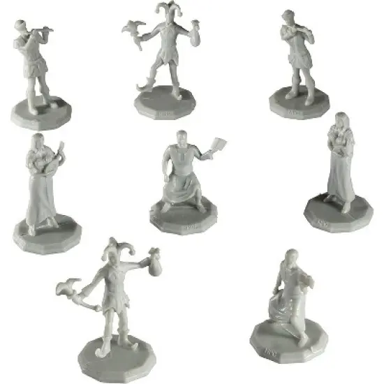 Monster Townsfolk Mini Fantasy Figures - 8pc Paintable Entertainer Non Player Character NPC Miniatures - 1" image {1}