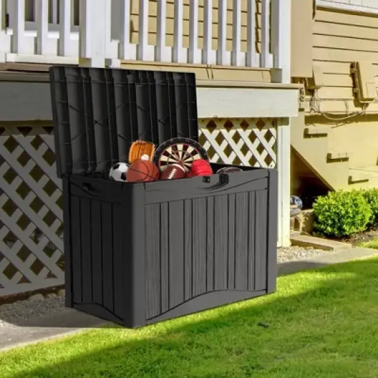 45 Gallon Resin Deck Box, Lockable Waterproof Ourdoor Storage Container for Pool Accessories, Patio and Garden Tools image {3}