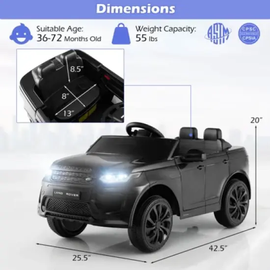 Costway 12V Kids Ride On Car Licensed Land Rover Electric Vehicle w/ Remote Control White\Black\Pink image {2}