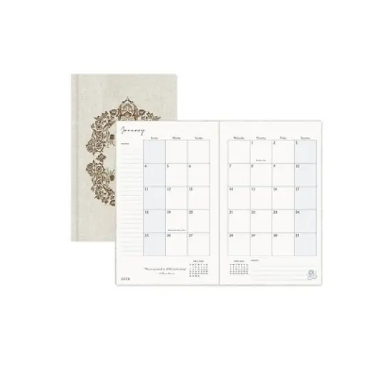 Morris & Co. by Blue Sky 5"x8" 2026 Weekly/Monthly Bookbound Planner Hardcover Blackthorn Natural Linen image {3}
