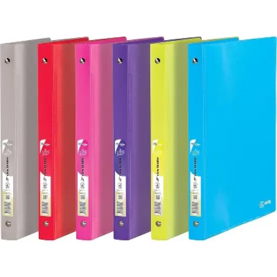 Emraw 1/2" Poly 3-Ring View Binders with Pockets  &ndash; Easy Spine Insert,  Ideal for School or Office image {6}