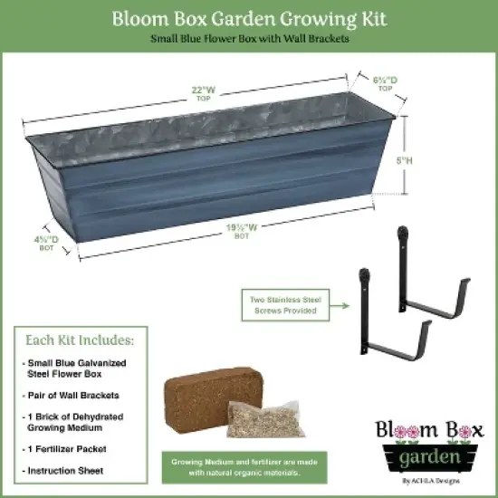 Achla Designs 22" Galvanized Steel Wrought Iron Outdoor Planter with Wall Brackets Light Blue image {3}