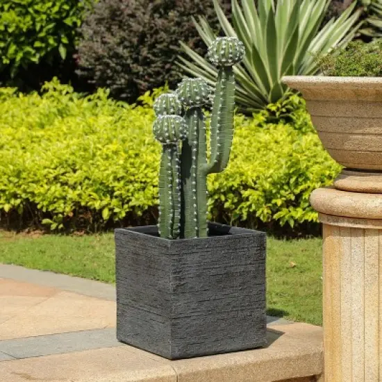 LuxenHome 15.75-Inch Square Gray MgO Planter image {1}