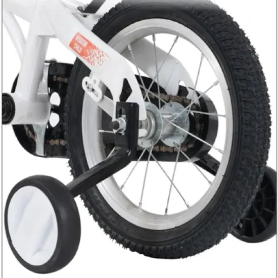 DSVIMOY 18 inch Sporty Kids Bike with Training Wheels and Stand Adjustable Saddle for Boys and Girls Aged 5-10 Years, White, 46.4"*20.3"*30.8" image {4}