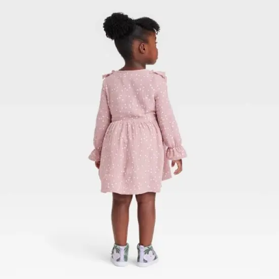 Grayson Collective Toddler Girls' Dot Gauze Ruffle Long Sleeve Dress - Rose image {1}