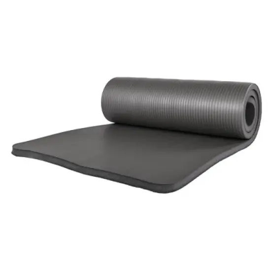 BalanceFrom Fitness 71 x 24 x 1'" All-Purpose Extra Thick Non-Slip High Density Anti-Tear Exercise Yoga Mat with Knee Pad & Carrying Strap, Gray image {1}