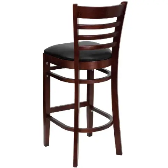 Emma and Oliver Ladder Back Wooden Restaurant Dining Barstool image {6}