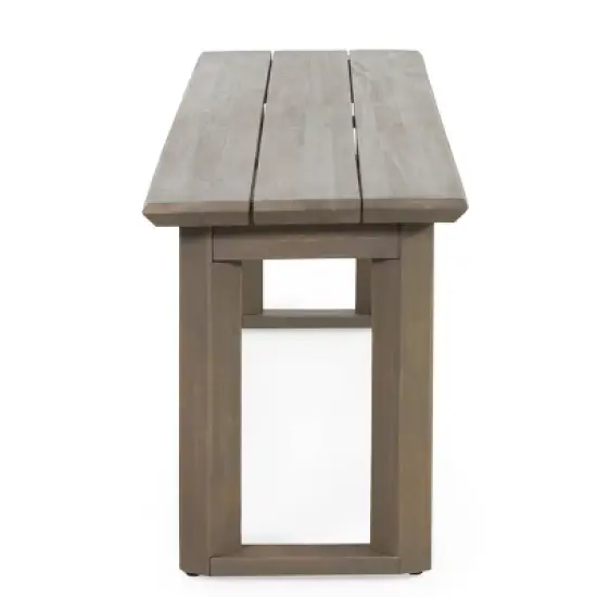 Nibley Outdoor Acacia Wood Dining Bench Gray - Christopher Knight Home image {3}