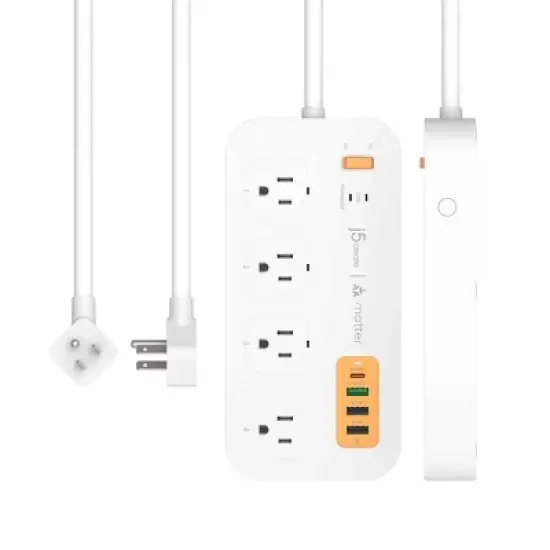 j5create Matter Enabled Smart Plug Power Strip With 4-Outlets and 4 USB Ports, JSPAC4430 image {1}
