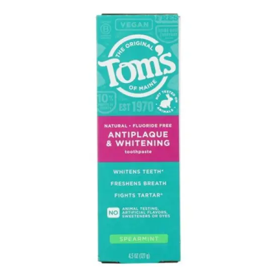 Tom's Of Maine Antiplaque and Whitening Toothpaste Spearmint - Case of 6/4.5 oz image {1}