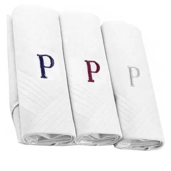 Men's Cotton Monogrammed Handkerchiefs Initial Letter Hanky image {36}