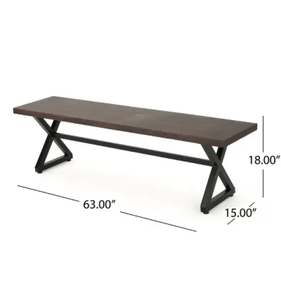 Christopher Knight Home Rolando Outdoor 63" Aluminum Dining Bench image {2}