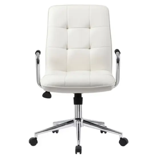Modern Office Chair with Chrome Arms White - Boss Office Products image {2}