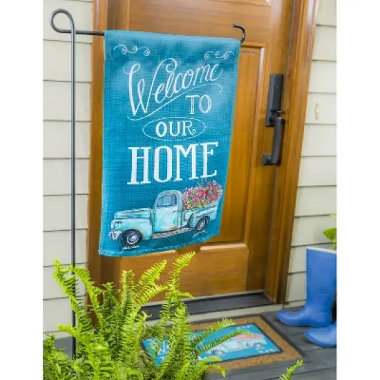 Evergreen Flag Floral Truck Welcome Garden Suede Flag image {1}