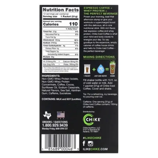 Chike Nutrition High Protein Iced Coffee, Chocolate Caramel, 12 Packets, 1.09 oz (31 g) Each image {1}