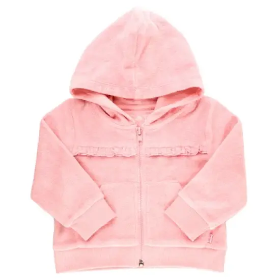 RuffleButts Pink Terry Knit Ruffle Hoodie image {13}