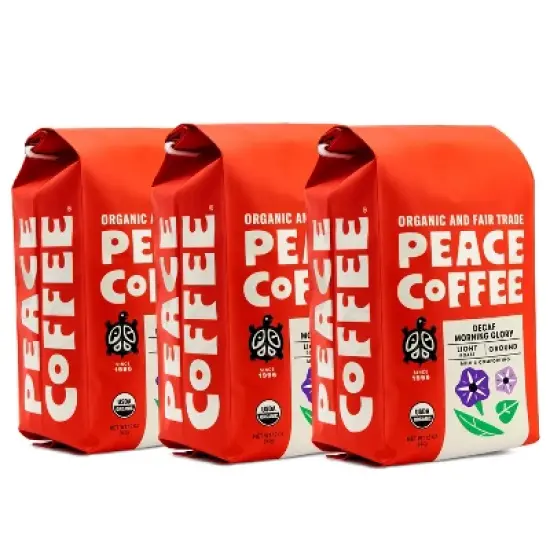 Peace Coffee Morning Glory Light Roast Ground Coffee - Decaf - 36oz/3ct image {1}