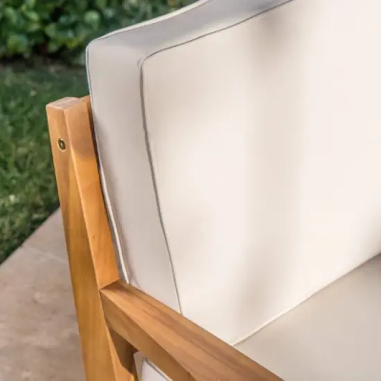 Grenada 2pc Acacia Wood Patio Chat Set - Christopher Knight Home image {2}