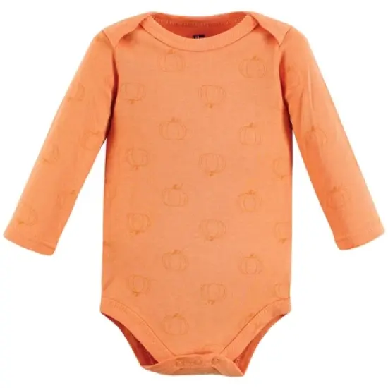 Hudson Baby Infant Boy Cotton Long-Sleeve Bodysuits, Pumpkin Truck 3-Pack image {3}