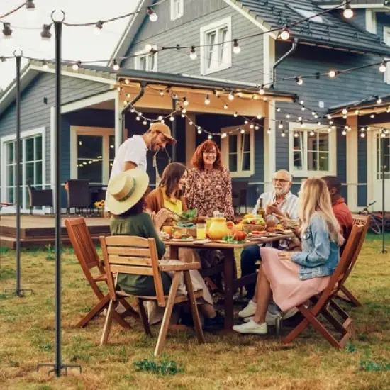 10FT Outdoor String Light Poles (8-Pack) &ndash; Heavy Duty Metal Hanging Poles for Patio, Garden & Backyard image {6}