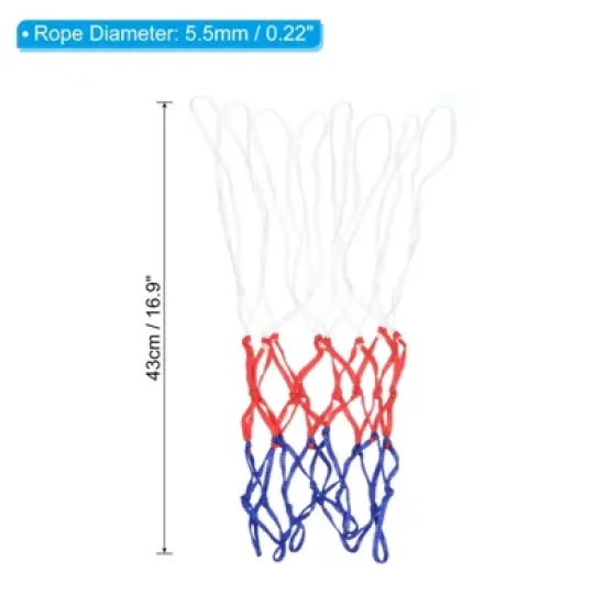 Unique Bargains Mini Tensile-Resistant Sturdy Basketball Net White Red Blue 12" 6 Pcs image {1}