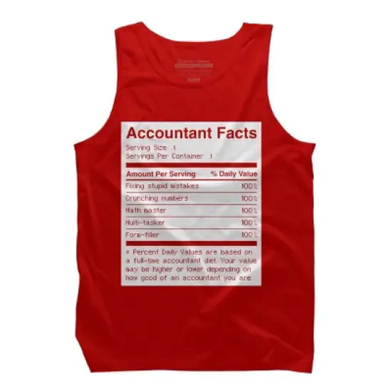 Men's Design By Humans Accountant Nutrition Facts Label By EJamjar Tank Top image {4}