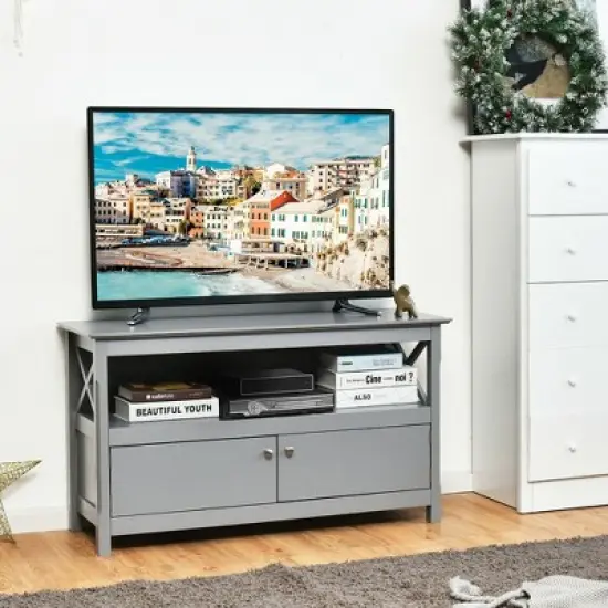 Costway Free Standing TV Cabinet Wooden Console TV Media Entertainment image {2}