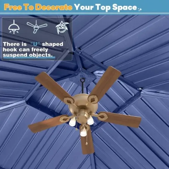 EROMMY 10' X 12' Hardtop Gazebo with Galvanized Steel Roof, All-Season Aluminum Outdoor Pergola with Netting & Curtains image {6}