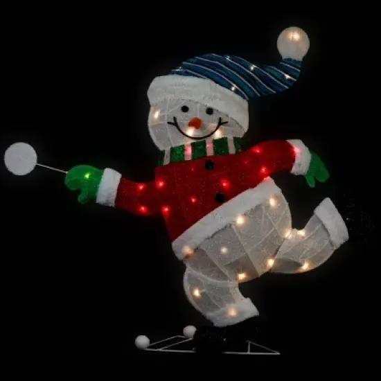 Northlight Lighted Snowman with Snowball Outdoor Christmas Decoration - 36.25" - Clear Lights image {2}