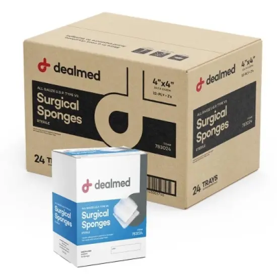 Dealmed 4&rsquo;&rsquo; x 4&rsquo;&rsquo; Sterile Gauze Pads, 12-Ply, Disposable, Individually Wrapped Packages of Two, White, 25 Count image {4}