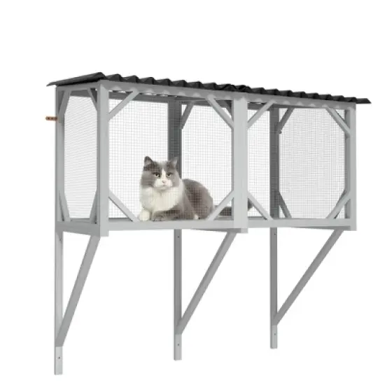 Gulches Wooden Cat Window Perch for Large Indoor Cats with Mesh Windows image {8}