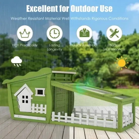 Costway 62'' Wooden Rabbit Hutch Indoor Outdoor Rabbit Cage Bunny House w/ Pull Out Tray image {6}