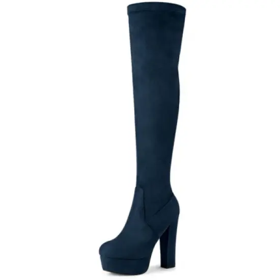 Allegra K Women's Platform Block Heel Over Knee High Boots image {11}