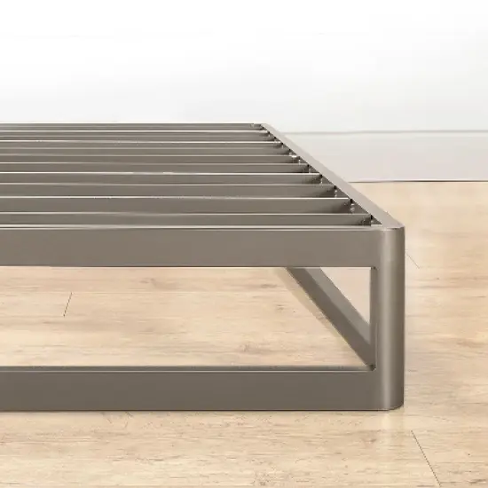 9" Metal Round Corner Platform Bed Frame Gray - Mellow image {5}