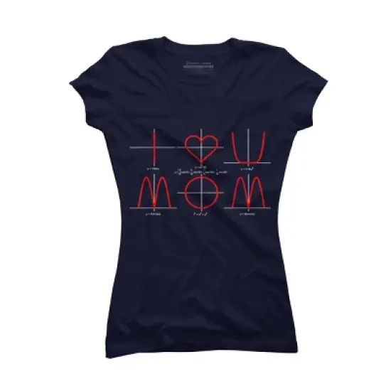 Junior's Design By Humans I Love You Mom Math Equations By WatercolorFun T-Shirt image {3}