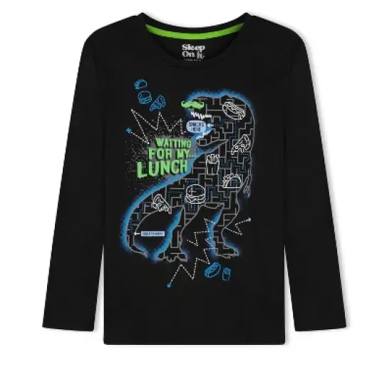 Sleep On It Boys Snacking Dino Soft Fleece 2-Piece Pajama Sleep Set image {1}