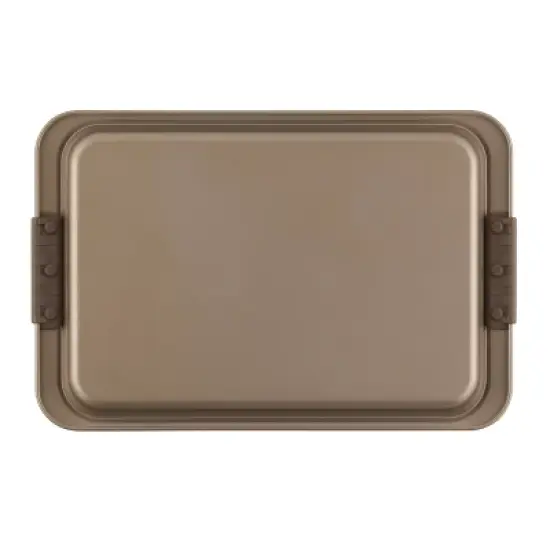 Anolon Advanced Bronze Bakeware 9" x 13" Nonstick Covered Cake Pan with Silicone Grips: Rectangular, Even-Heating, Lid image {6}