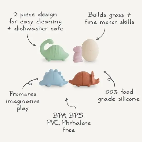 Mushie Dino Mold Free Bath Play Set - 4 Pack image {1}