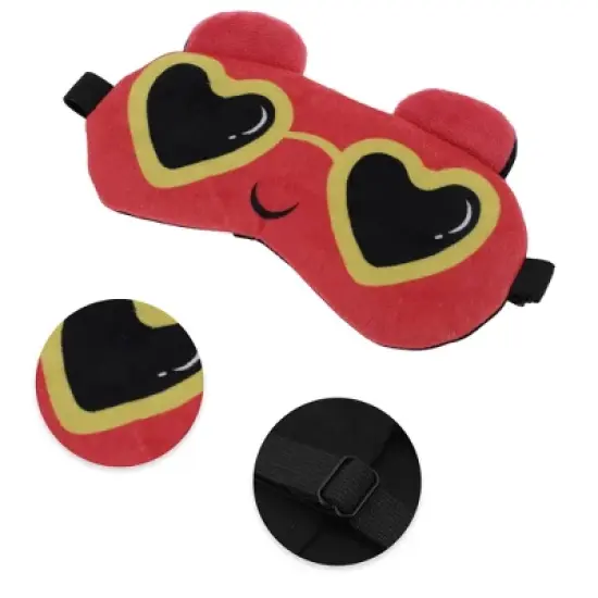 Unique Bargains Soft Cartoon Sleep Mask Love Glasses Deep Pink 1 Pc image {2}