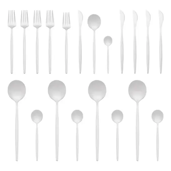 REGALWOVEN 20 Pcs Stainless Steel Mirror Polished Comfortable Handle Serving Sets image {11}