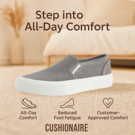CUSHIONAIRE Fulton Womens Slip On Sneakers, Lightweight Comfortable Casual Sneakers for Women with Memory Foam image {1}