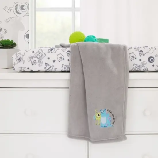 NoJo Disney Monsters, Inc. Cutest Little Monster Gray, and White Contoured Changing Pad Cover image {2}