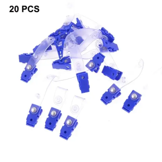 Unique Bargains Plastic ID Card Holder Badge Strap Clip Fastener Blue Clear 20 Pcs image {1}